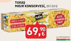 TUKAŞ MISIR KONSERVESİ 3X150 G fiyat ve kampanya bilgisi
